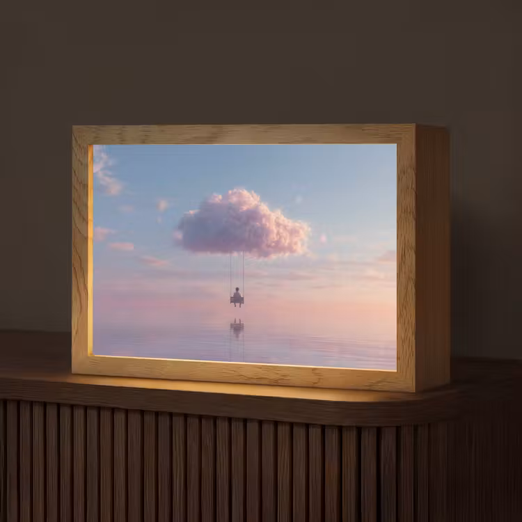 Wolk - Schommel - Kleurrijke lucht Light Box met kabel (Tafellamp) klein -z3d_website
