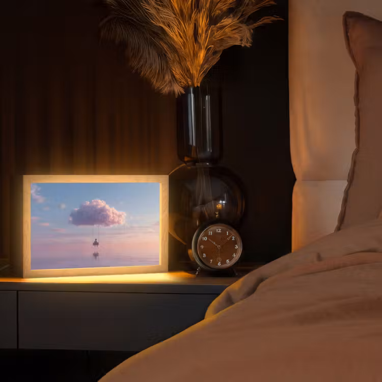 Wolk - Schommel - Kleurrijke lucht Light Box met kabel (Tafellamp) klein -sfeer1