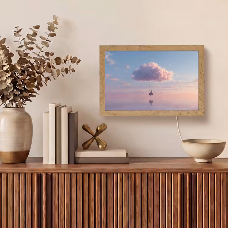 Wolk - Schommel - Kleurrijke lucht Light Box met kabel (Tafellamp) klein -sfeer2