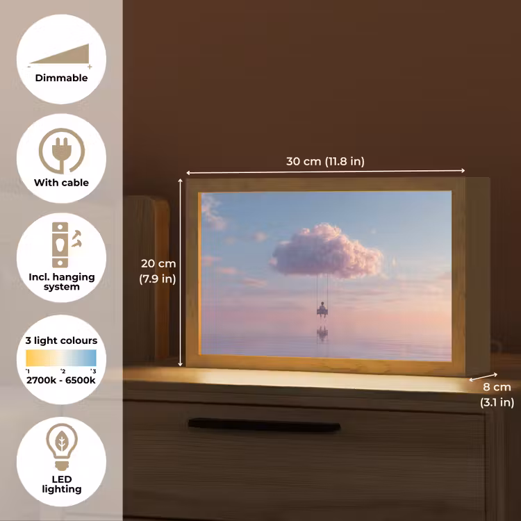 Wolk - Schommel - Kleurrijke lucht Light Box met kabel (Tafellamp) klein -USP_EN
