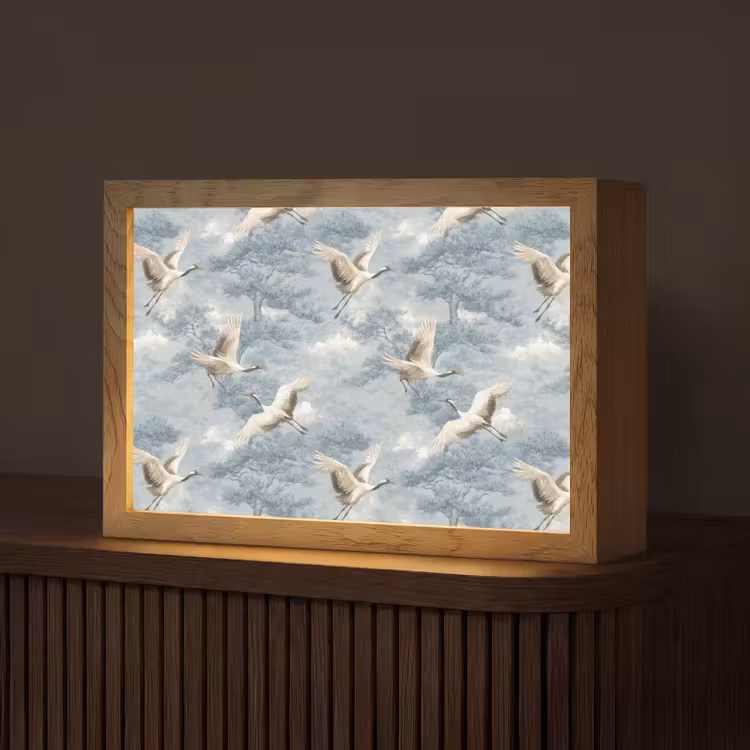 Wolken - Kraanvogels - Blauw Light Box met kabel (Tafellamp) klein 924 -z3d_website