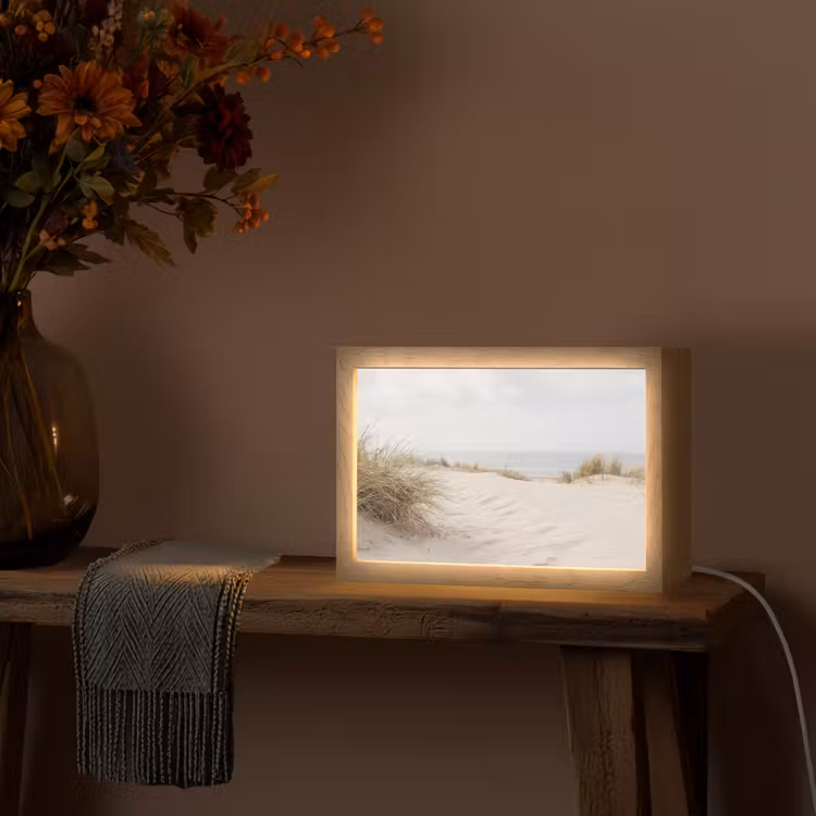 Wolken - Duinlandschap - Zand Light Box met kabel (Tafellamp) klein -sfeer4