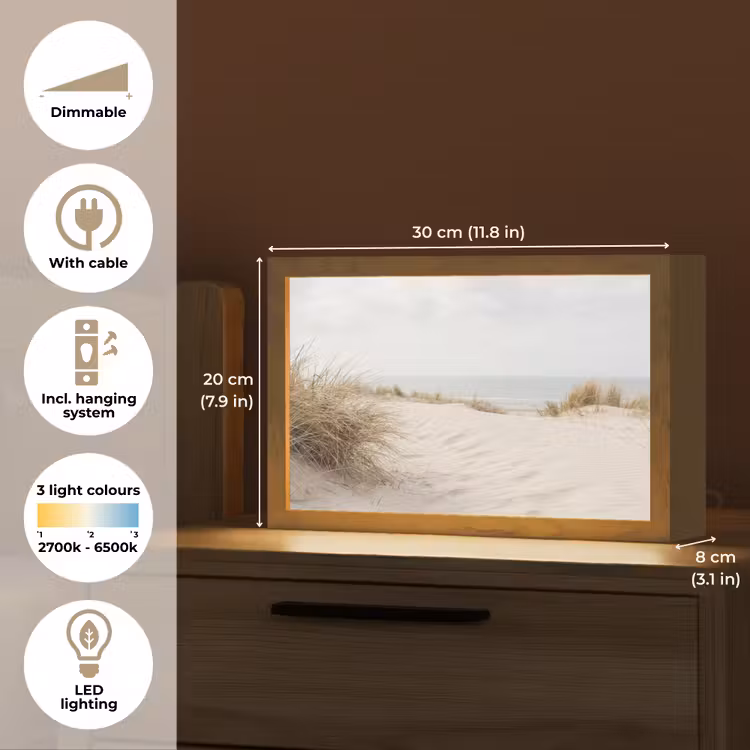 Wolken - Duinlandschap - Zand Light Box met kabel (Tafellamp) klein -USP_EN