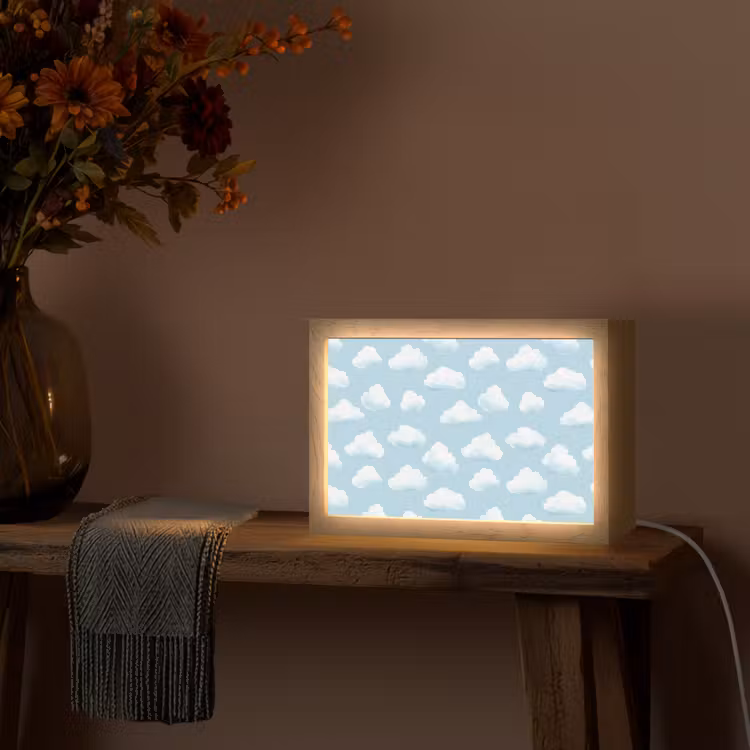 Wolken - Illustratie - Blauw Light Box met kabel (Tafellamp) klein 924 -sfeer4