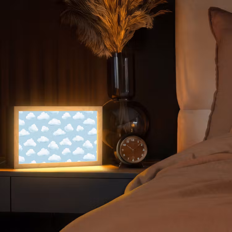 Wolken - Illustratie - Blauw Light Box met kabel (Tafellamp) klein 924 -sfeer1