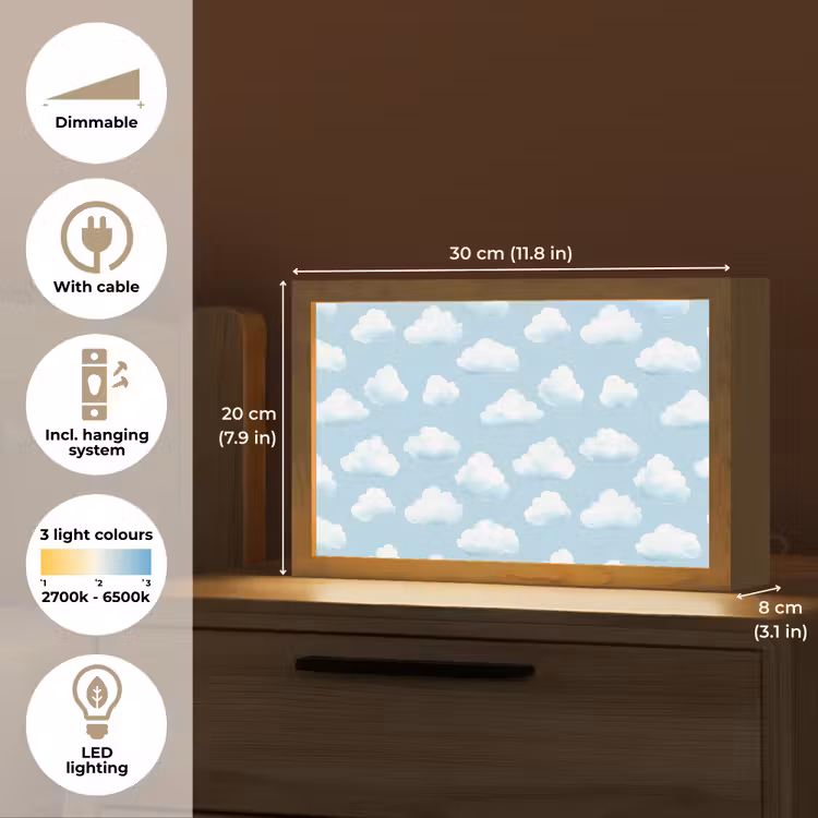 Wolken - Illustratie - Blauw Light Box met kabel (Tafellamp) klein 924 -USP_EN