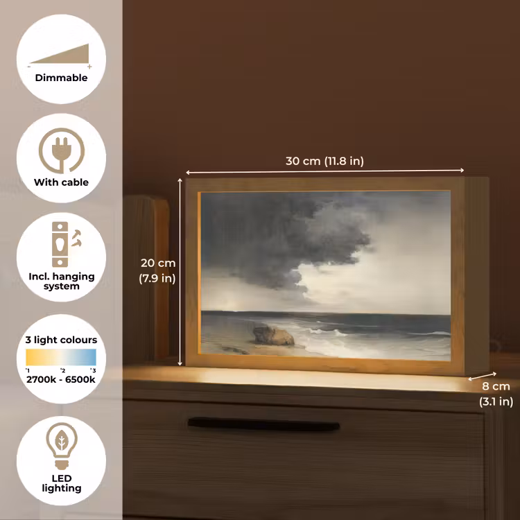 Kust - Golven - Rots - Storm Light Box met kabel (Tafellamp) klein -USP_EN