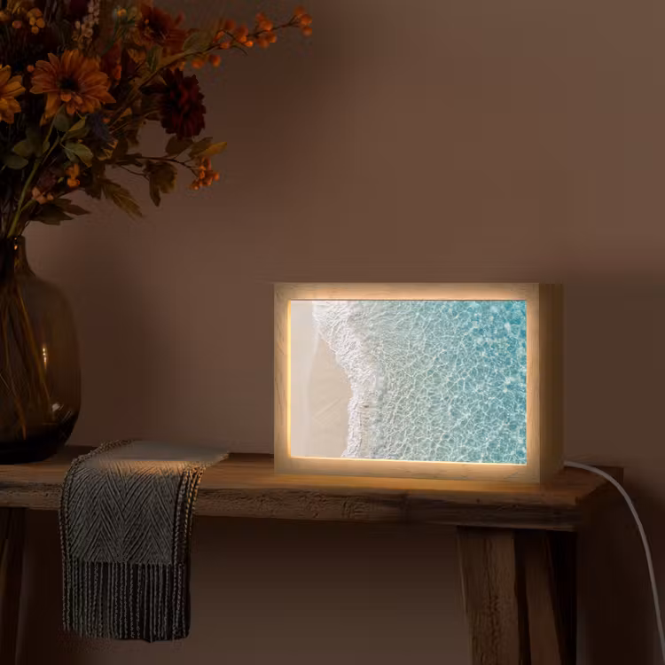 Kust - Zand - Blauw Light Box met kabel (Tafellamp) klein -sfeer4