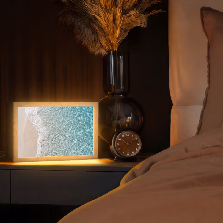 Kust - Zand - Blauw Light Box met kabel (Tafellamp) klein -sfeer1