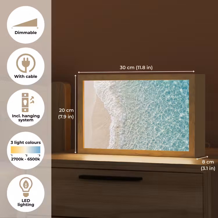 Kust - Zand - Blauw Light Box met kabel (Tafellamp) klein -USP_EN