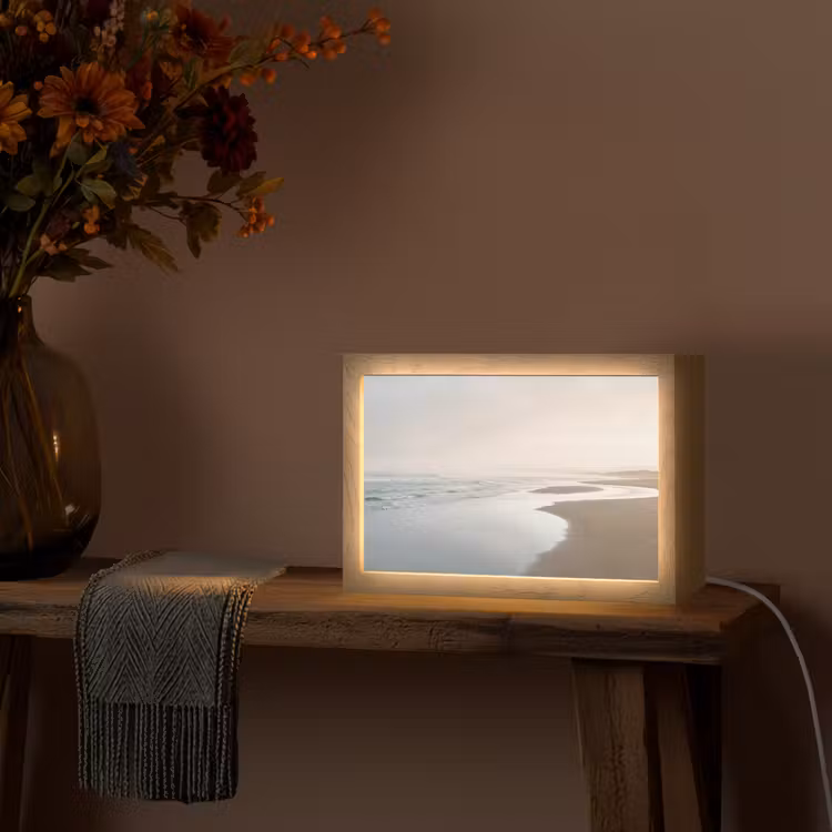 Kustlijn - Strand - Oceaan Light Box met kabel (Tafellamp) klein -sfeer4