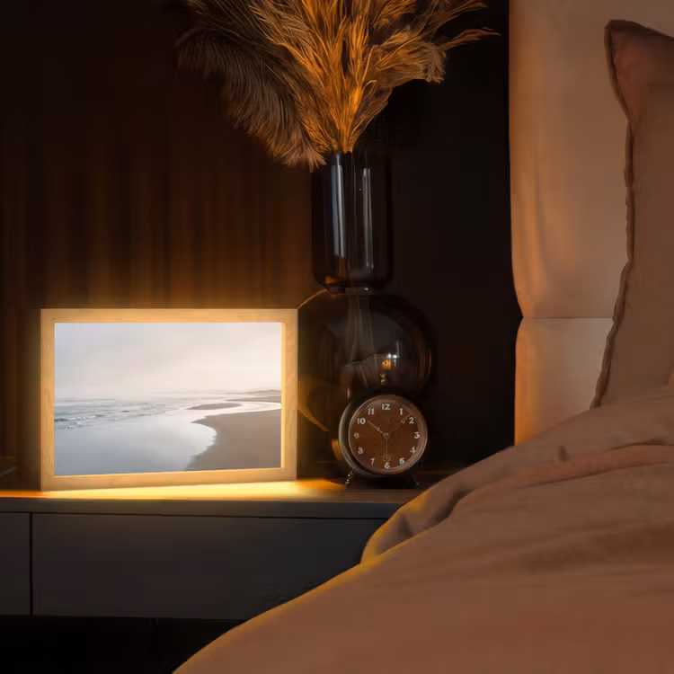 Kustlijn - Strand - Oceaan Light Box met kabel (Tafellamp) klein -sfeer1