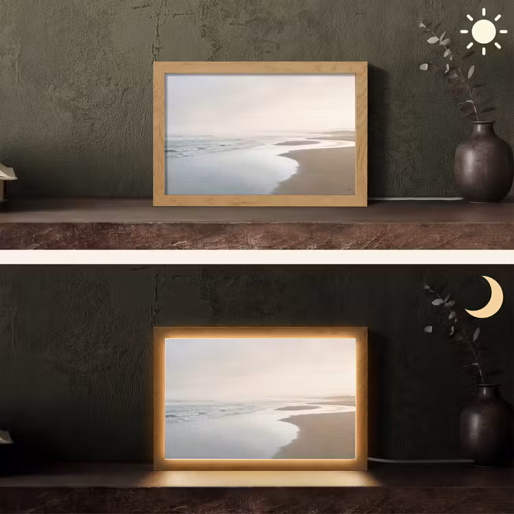 Kustlijn - Strand - Oceaan Light Box met kabel (Tafellamp) klein -sfeer3