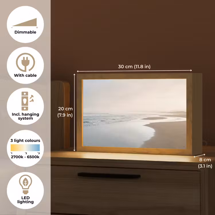 Kustlijn - Strand - Oceaan Light Box met kabel (Tafellamp) klein -USP_EN