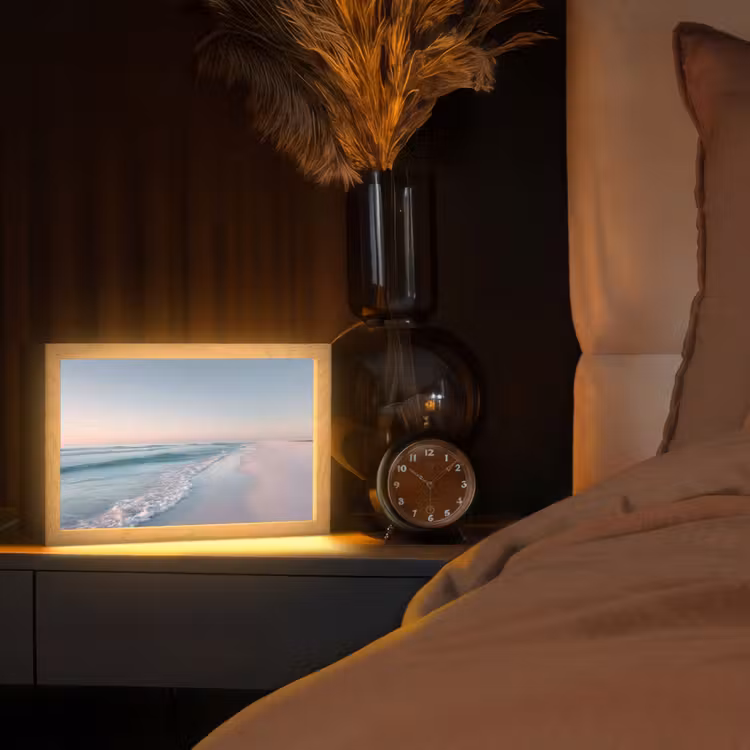 Kustlijn - Pastel - water Light Box met kabel (Tafellamp) klein -sfeer1