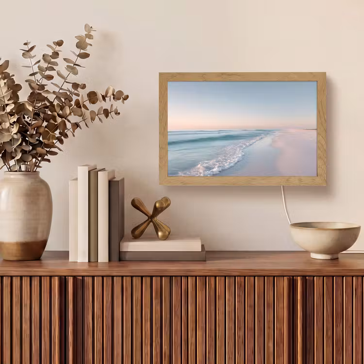 Kustlijn - Pastel - water Light Box met kabel (Tafellamp) klein -sfeer2