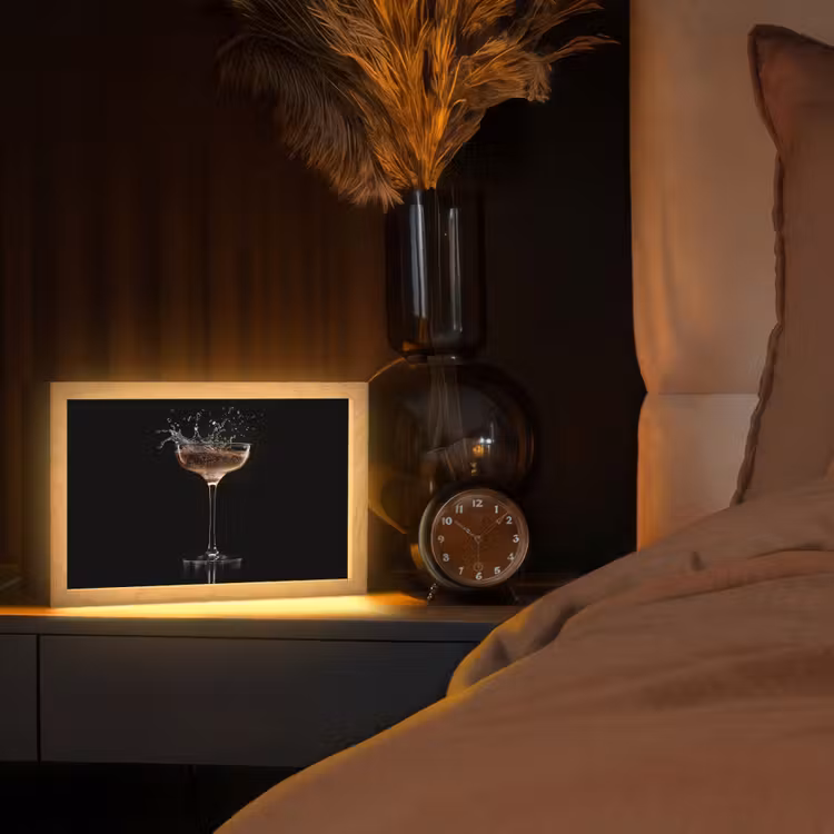 Cocktail - Zwart - Spetters - Glas Light Box met kabel (Tafellamp) klein -sfeer1