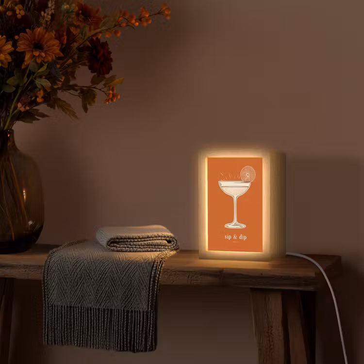 Cocktail - Oranje - Zomer - Quote Light Box met kabel (Tafellamp) klein -sfeer4