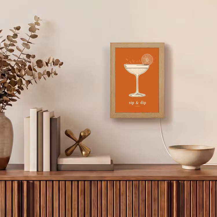 Cocktail - Oranje - Zomer - Quote Light Box met kabel (Tafellamp) klein -sfeer2
