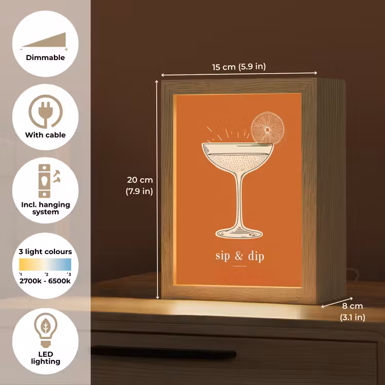 Cocktail - Oranje - Zomer - Quote Light Box met kabel (Tafellamp) klein -USP_EN
