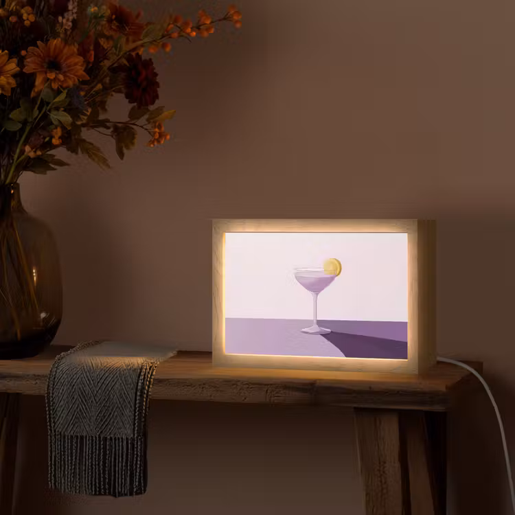 Cocktail - Paars - Minimalistisch - Citroen Light Box met kabel (Tafellamp) klein -sfeer4
