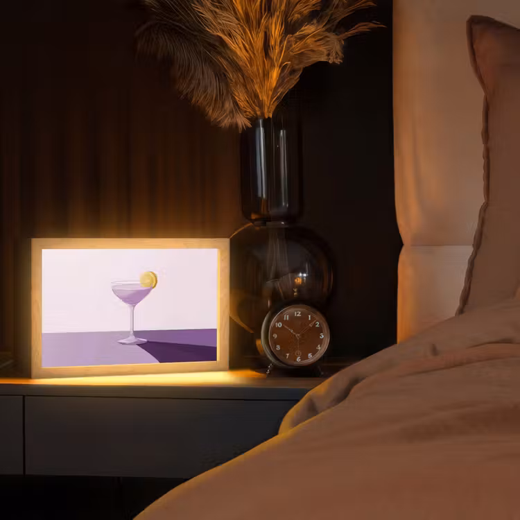 Cocktail - Paars - Minimalistisch - Citroen Light Box met kabel (Tafellamp) klein -sfeer1