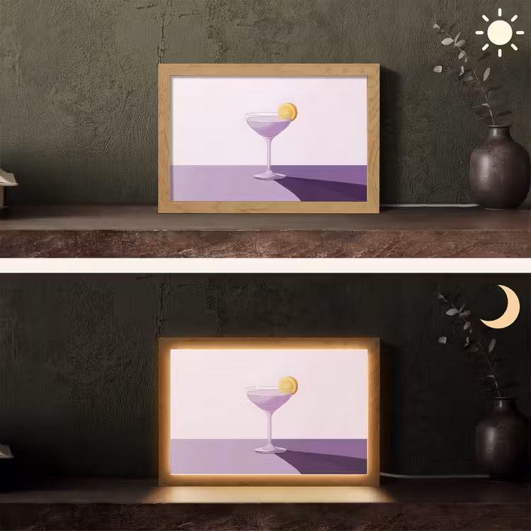 Cocktail - Paars - Minimalistisch - Citroen Light Box met kabel (Tafellamp) klein -sfeer3