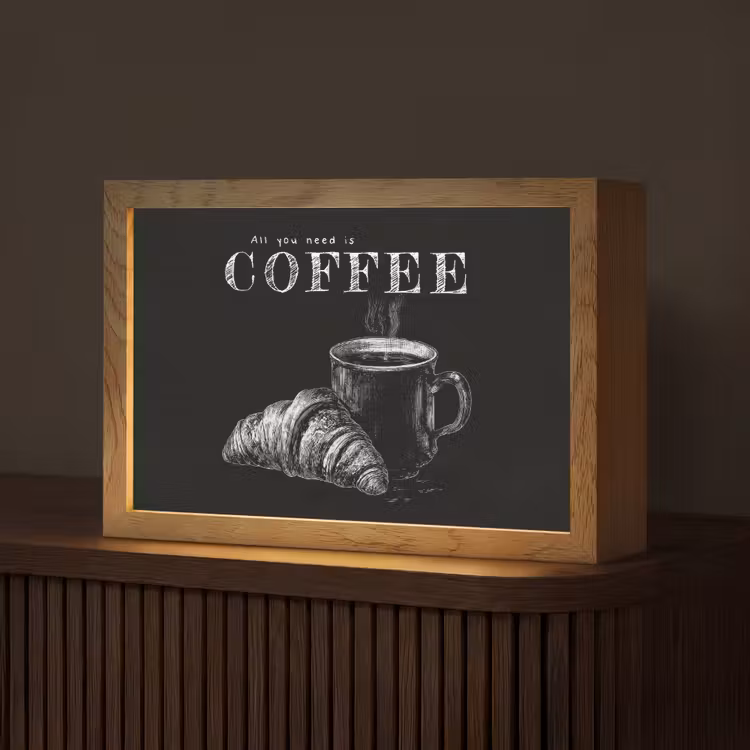 Koffie - Croissant - Tekst Light Box met kabel (Tafellamp) klein -z3d_website