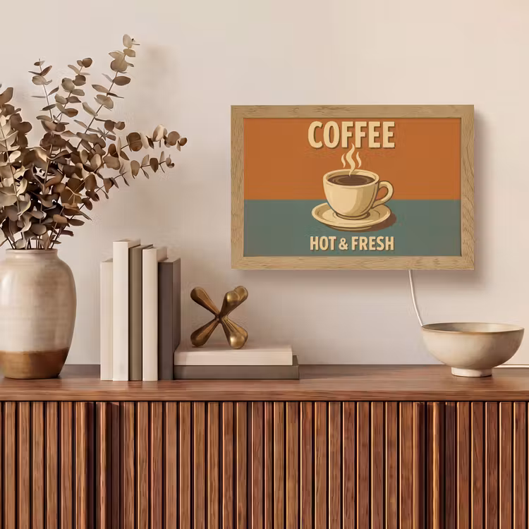 Koffie - Kop - Vintage - Quote Light Box met kabel (Tafellamp) klein -sfeer2