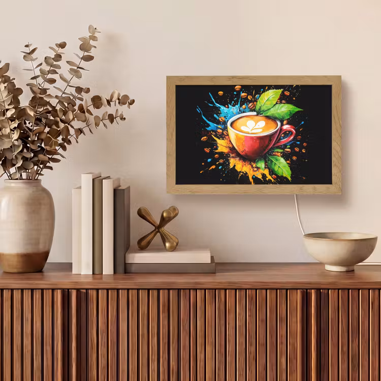 Koffie - Graffiti - Drinken - Abstract Light Box met kabel (Tafellamp) klein -sfeer2