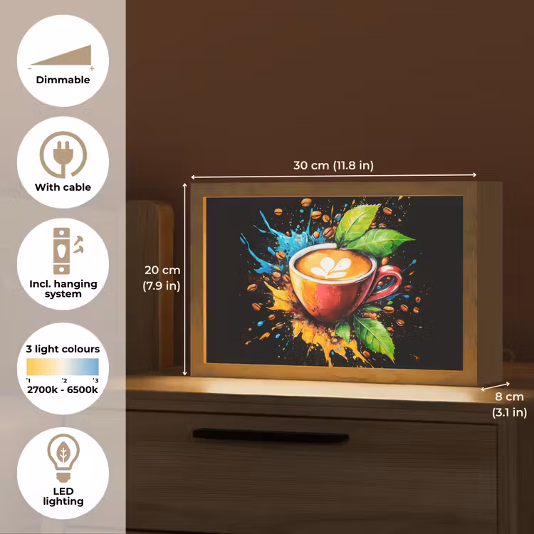 Koffie - Graffiti - Drinken - Abstract Light Box met kabel (Tafellamp) klein -USP_EN