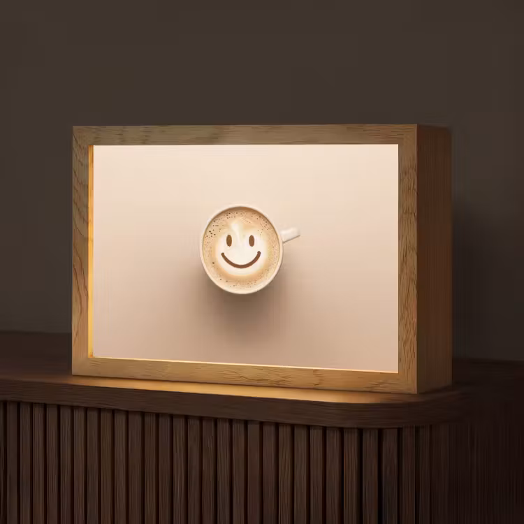 Koffie - Melkschuim - Lach - Beige Light Box met kabel (Tafellamp) klein -z3d_website