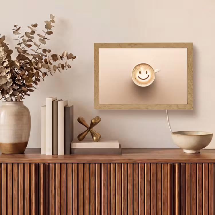 Koffie - Melkschuim - Lach - Beige Light Box met kabel (Tafellamp) klein -sfeer2