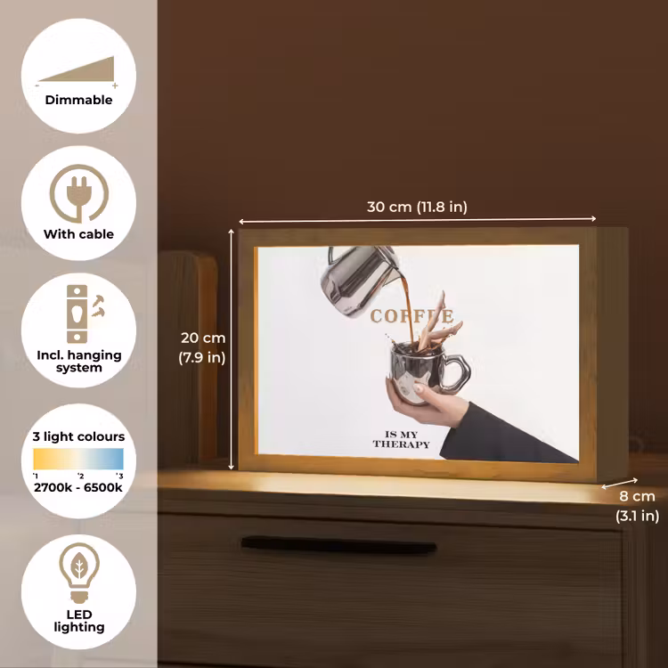 Koffie - Mok - Kan - Therapie Light Box met kabel (Tafellamp) klein -USP_EN