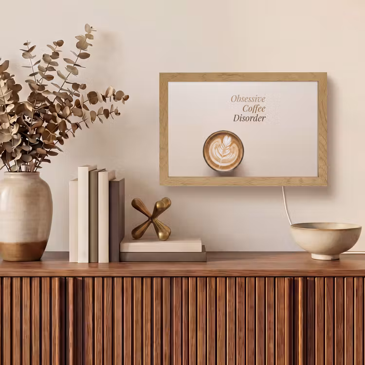 Koffie - Obessive Coffee Disorder - Beige Light Box met kabel (Tafellamp) klein -sfeer2