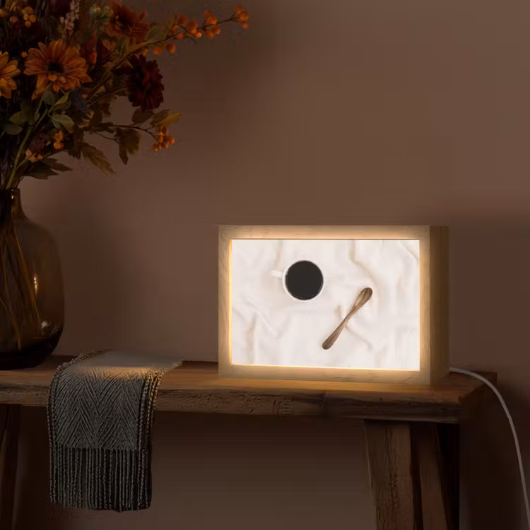 Koffie - Lepel - Mok Light Box met kabel (Tafellamp) klein -sfeer4