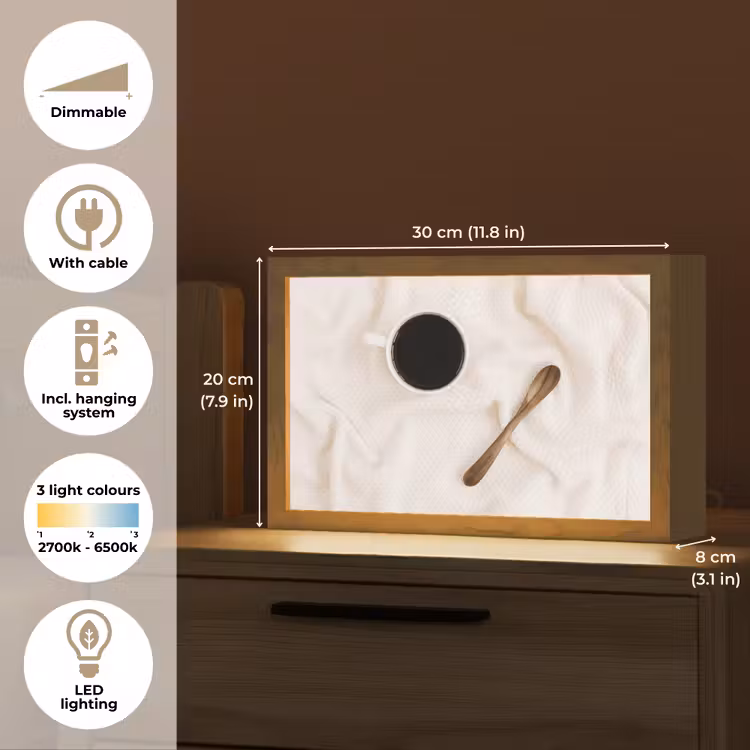 Koffie - Lepel - Mok Light Box met kabel (Tafellamp) klein -USP_EN