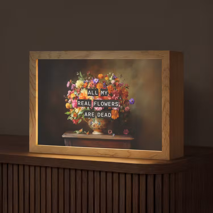 Kleur - Bloemen - Vintage - Bloemenvaas Light Box met kabel (Tafellamp) klein -z3d_website