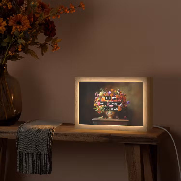 Kleur - Bloemen - Vintage - Bloemenvaas Light Box met kabel (Tafellamp) klein -sfeer4