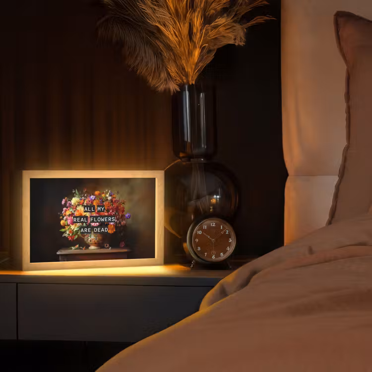Kleur - Bloemen - Vintage - Bloemenvaas Light Box met kabel (Tafellamp) klein -sfeer1