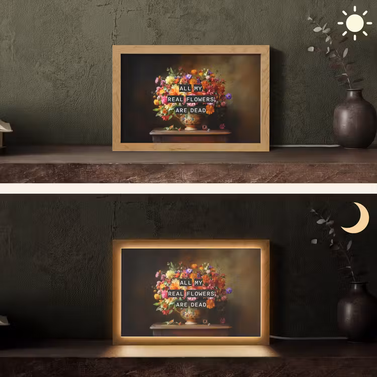 Kleur - Bloemen - Vintage - Bloemenvaas Light Box met kabel (Tafellamp) klein -sfeer3