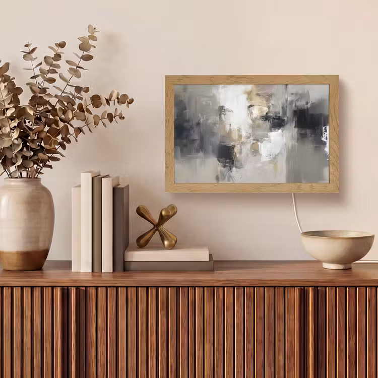 Kleurenpalet - Penseelstreken - Beige - Nevelig Light Box met kabel (Tafellamp) klein -sfeer2