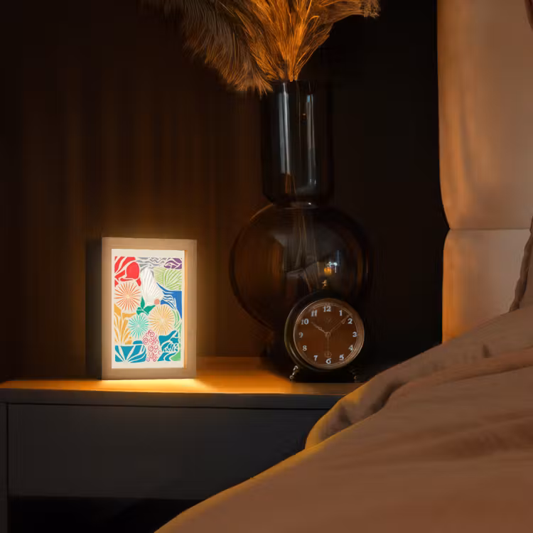 Kleurrijk - Abstract - Bloemen - Patronen Light Box met kabel (Tafellamp) klein -sfeer1