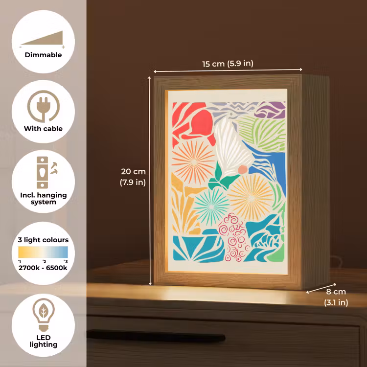 Kleurrijk - Abstract - Bloemen - Patronen Light Box met kabel (Tafellamp) klein -USP_EN