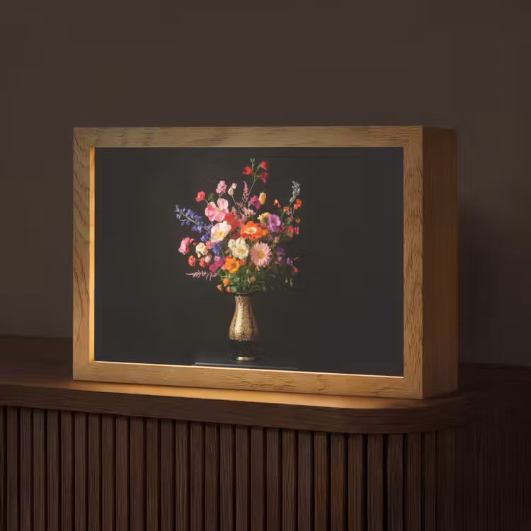 Kleurrijk - Boeket - Vaas - Goud Light Box met kabel (Tafellamp) klein -z3d_website
