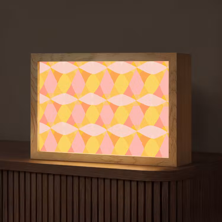 Kleurrijk - Ruitpatroon - Bladvormen Light Box met kabel (Tafellamp) klein 924 -z3d_website
