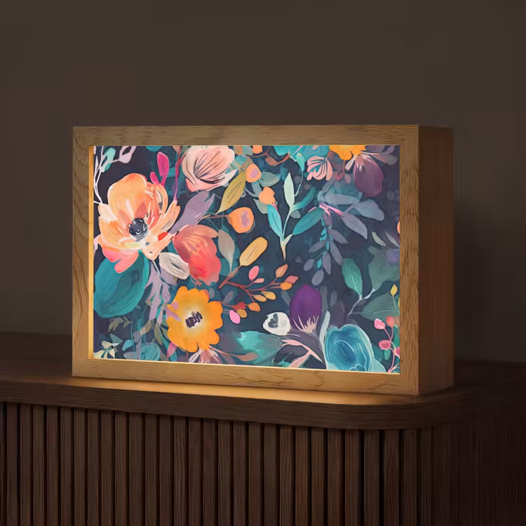 Kleurrijk - Bloemen - Kunst - Natuur - Hippie Light Box met kabel (Tafellamp) klein -z3d_website