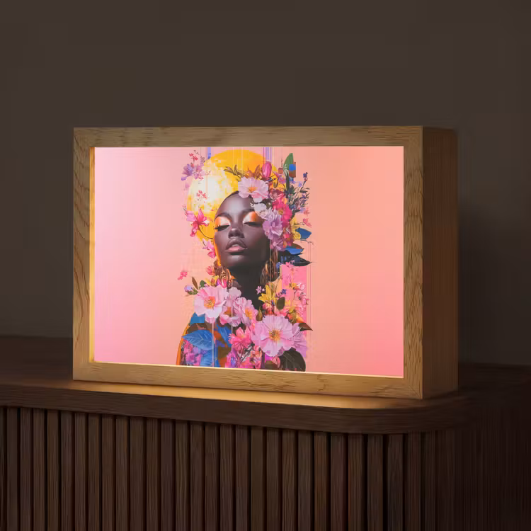 Kleurrijk - Bloemen - Vrouw - Zon Light Box met kabel (Tafellamp) klein -z3d_website