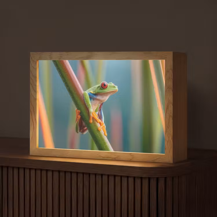 Kleurrijke kikker - Groene stengel - Alert Light Box met kabel (Tafellamp) klein -z3d_website
