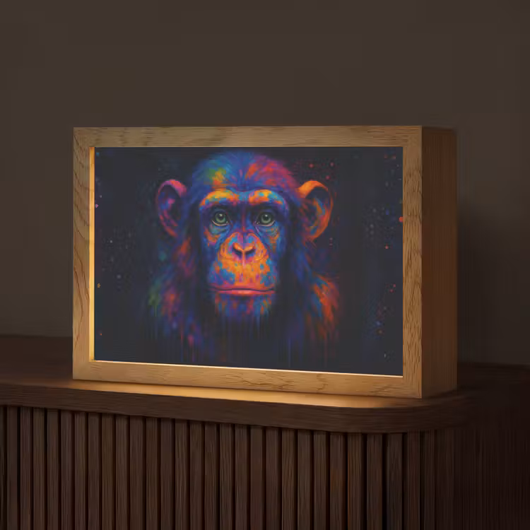 Kleurrijk - Aap - Abstract Light Box met kabel (Tafellamp) klein -z3d_website